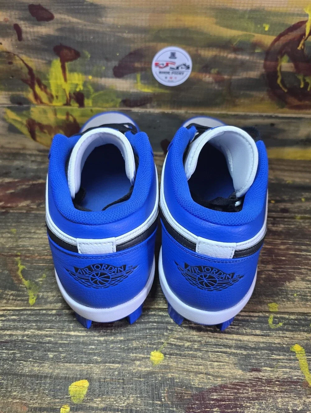 Jordan 1 Retro MCS Low Blue Black White Baseball Cleats CJ8524-411 Men's SZ 12.5